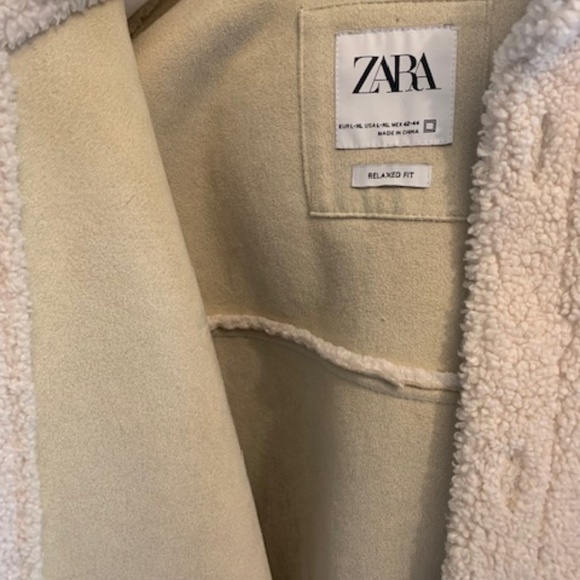 Zara men faux shearling jacket shirt beige like new size L-XL - Picture 3 of 7